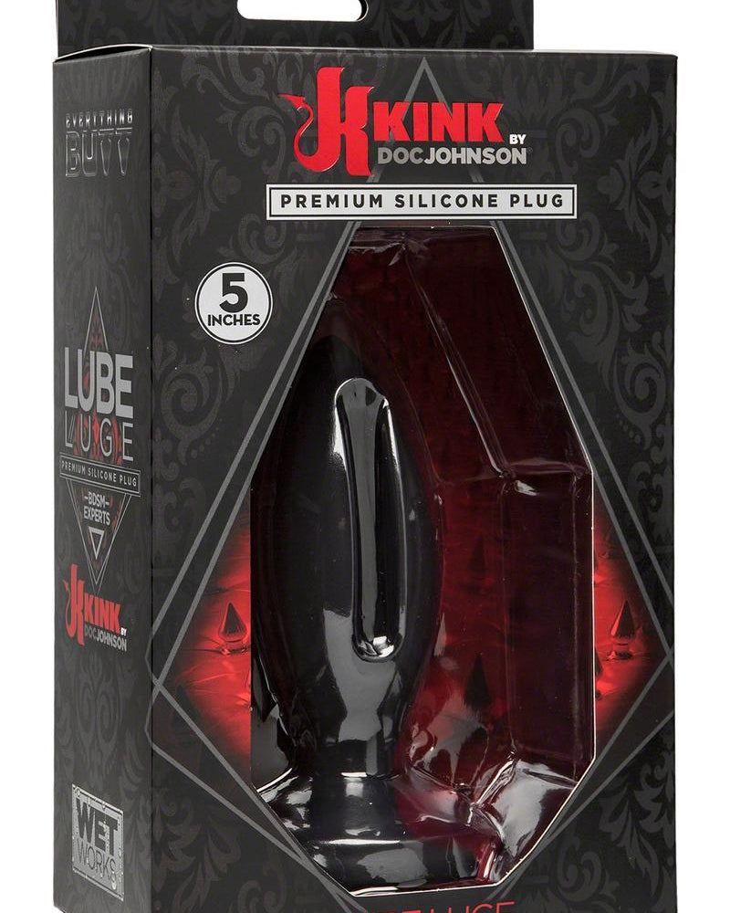 Kink Lube Luge Silicone Anal Plug Medium Black 5 Inch