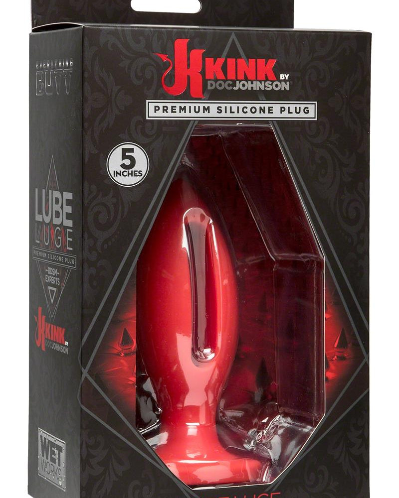Kink Lube Luge Silicone Anal Plug Medium Red 5 Inch