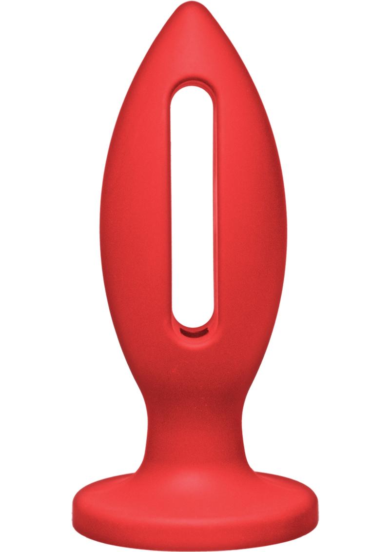 Tapón anal de silicona Kink Luge de 5 pulgadas, tamaño mediano, color rojo