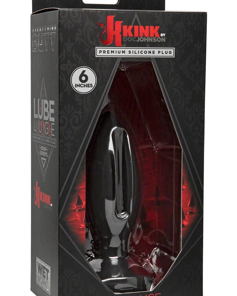 Kink Lube Luge Silicone Anal Plug Large Black 6 Inches