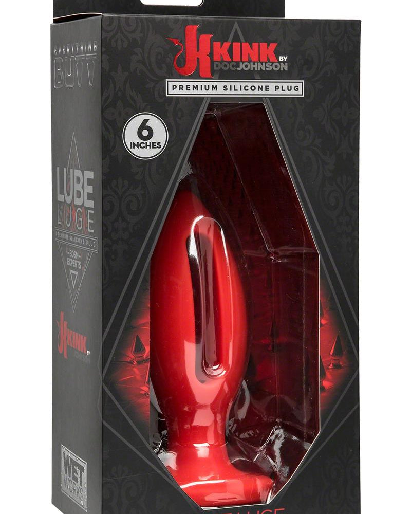 Kink Lube Luge Silicone Anal Plug Large Red 6 Inches
