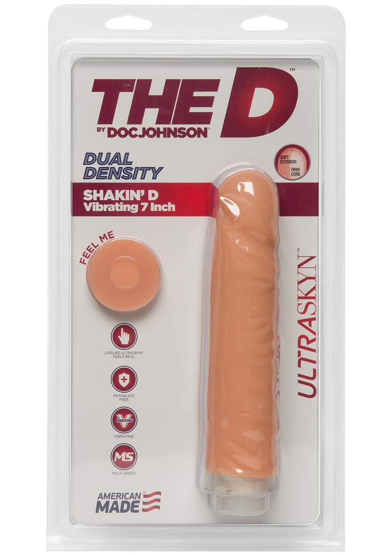 El D Shakin D Vibrating Dual Dense Ultraskyn Dong vainilla de 7 pulgadas