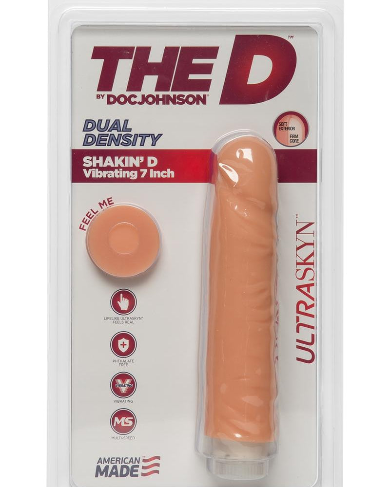 The D Shakin D Vibrating Dual Dense Ultraskyn Dong Vanilla 7 Inch