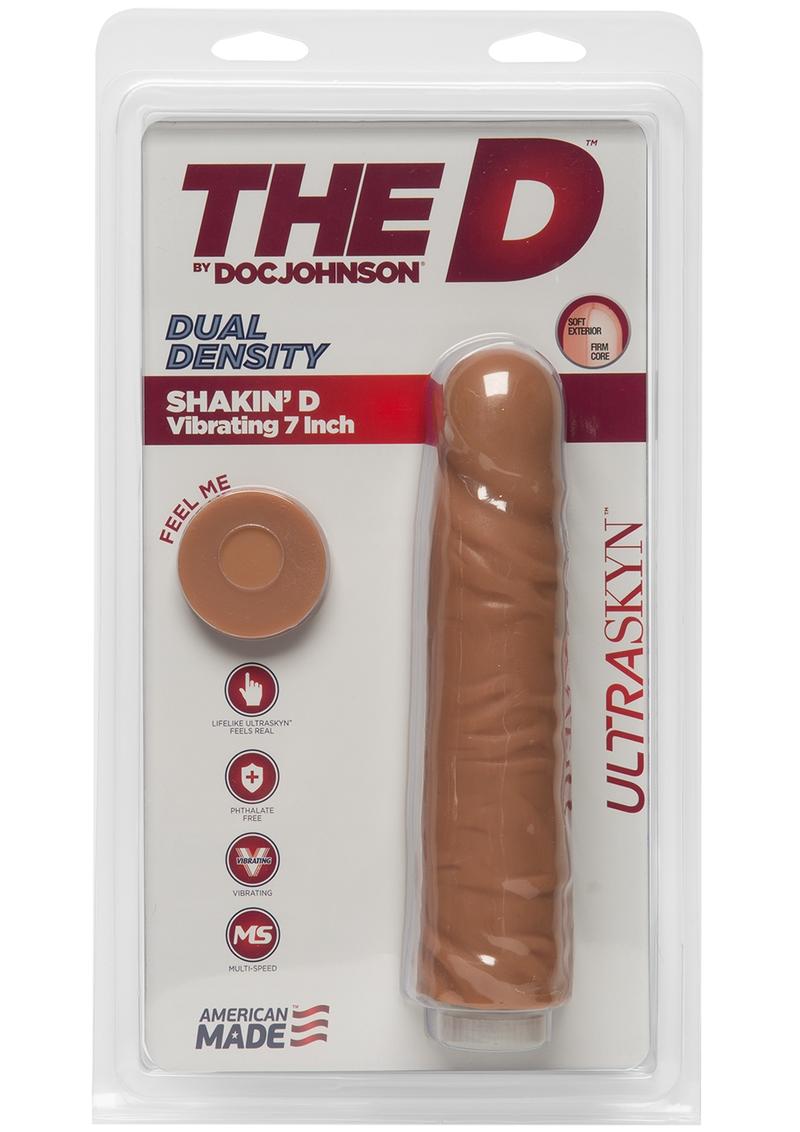 El D Shakin D Vibrating Dual Dense Ultraskyn Dong Caramel de 7 pulgadas