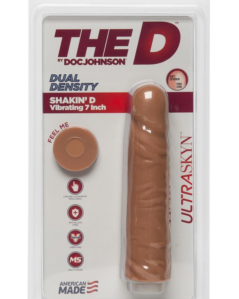 The D Shakin D Vibrating Dual Dense Ultraskyn Dong Caramel 7 Inch