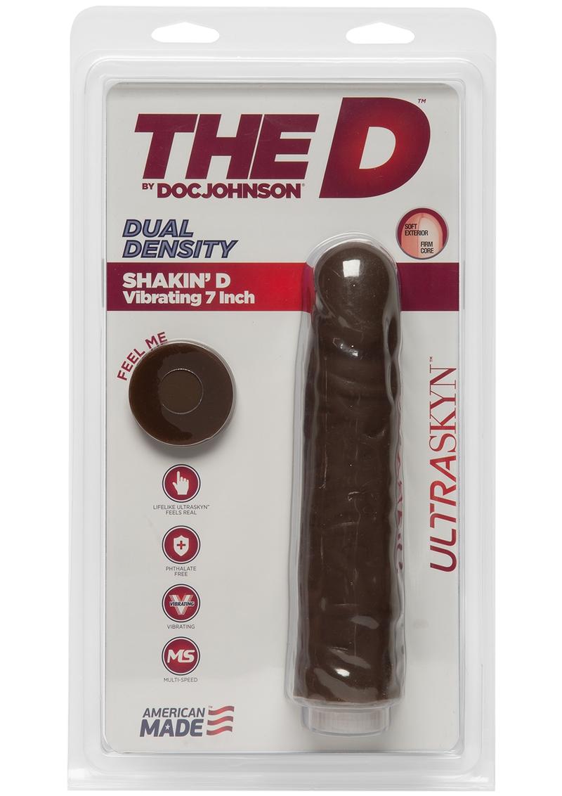 El D Shakin D Vibrating Dual Dense Ultraskyn Dong Chocolate de 7 pulgadas