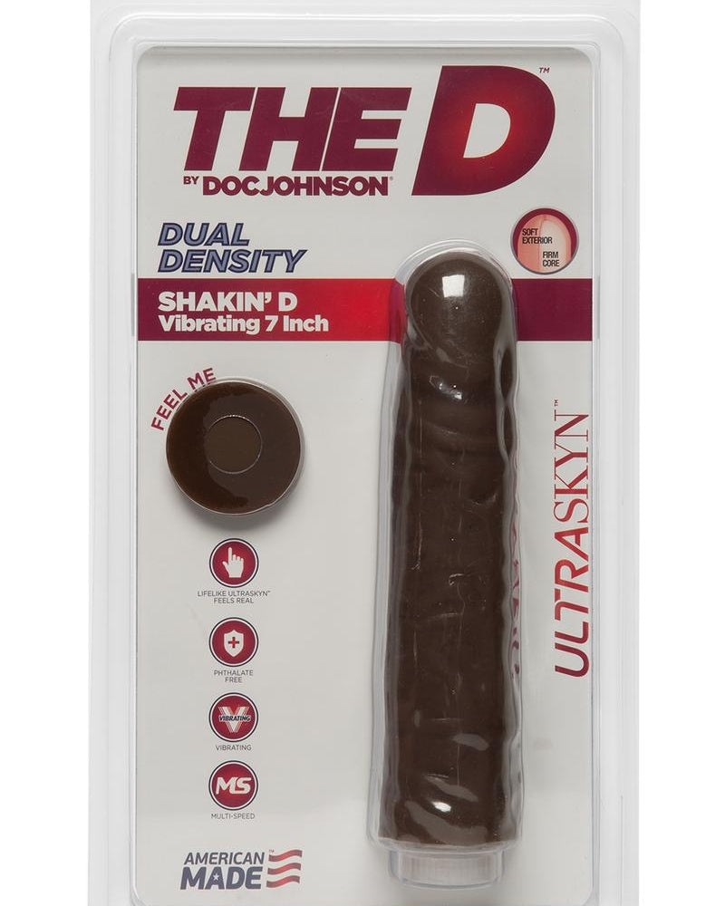 The D Shakin D Vibrating Dual Dense Ultraskyn Dong Chocolate 7 Inch