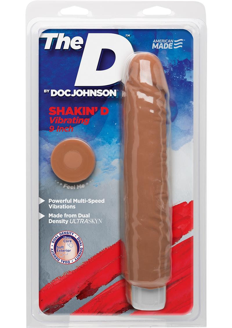 El D Shakin D Vibrating Dual Dense Ultraskyn Dong Caramel de 9 pulgadas