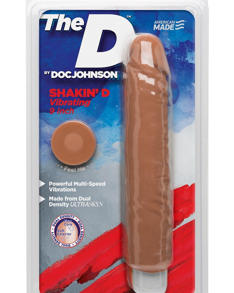 The D Shakin D Vibrating Dual Dense Ultraskyn Dong Caramel 9 Inch