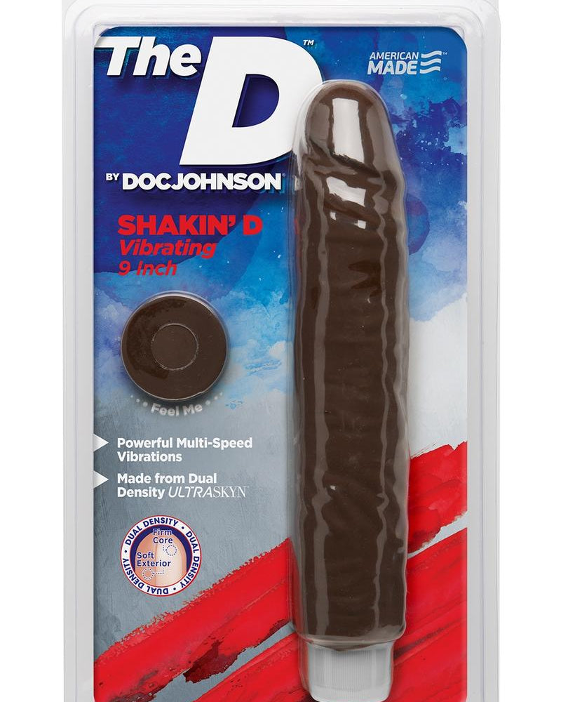 The D Shakin D Vibrating Dual Dense Ultraskyn Dong Chocolate 9 Inch
