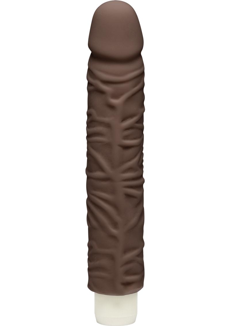 El D Shakin D Vibrating Dual Dense Ultraskyn Dong Chocolate de 9 pulgadas