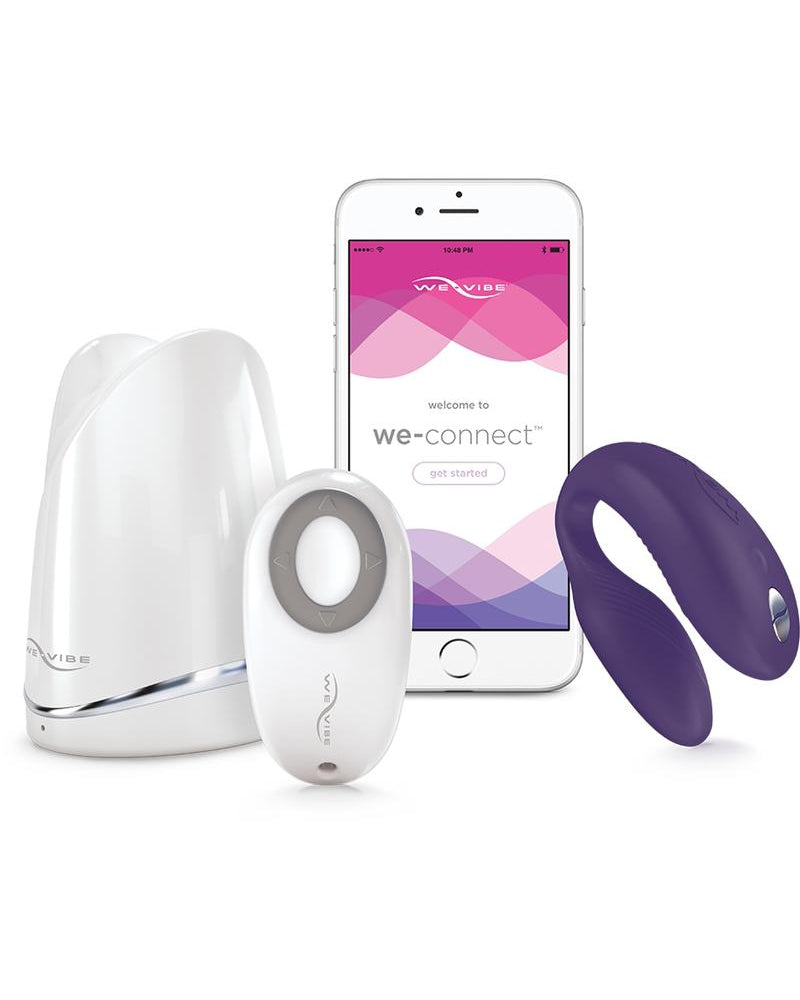 Vibrador para parejas de silicona We-Vibe Sync con control remoto, compatible con USB, resistente al agua, color morado