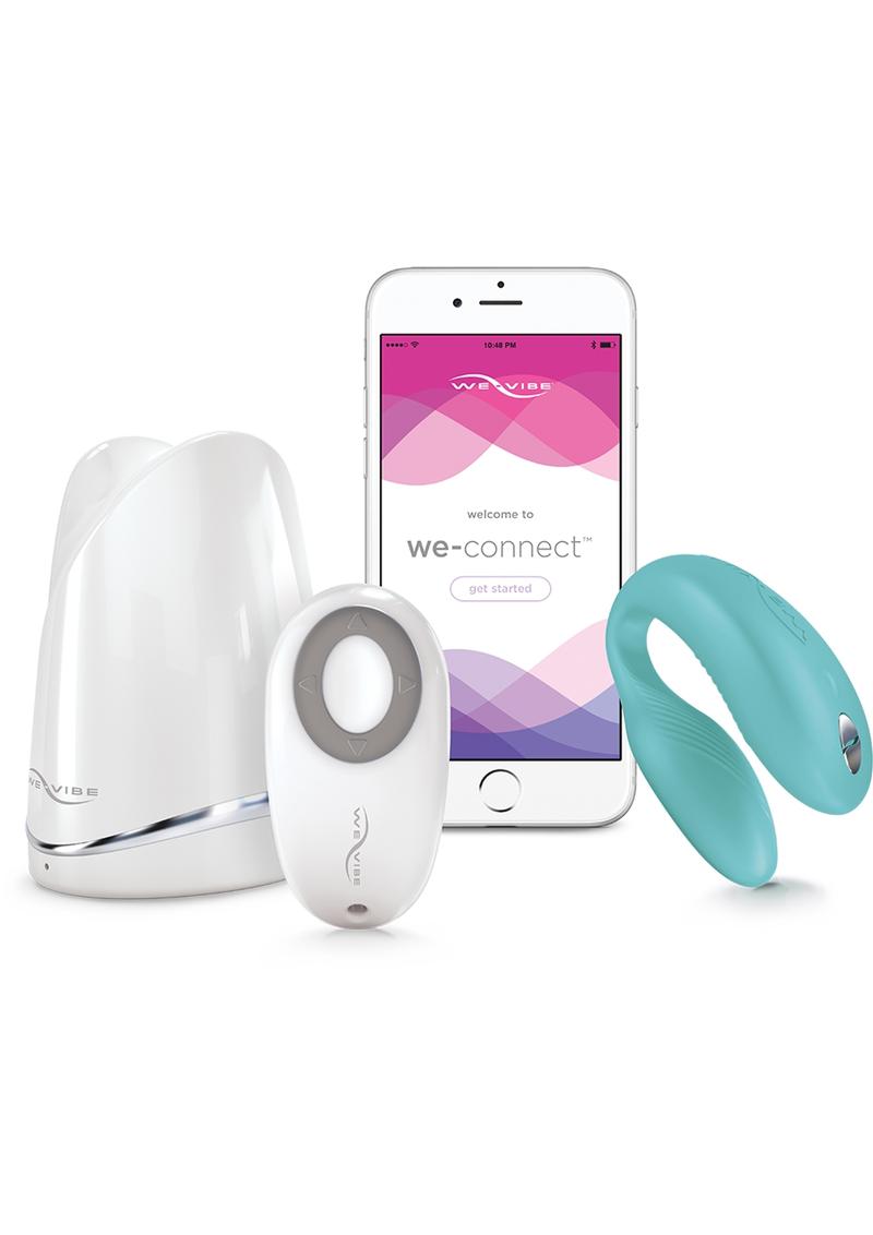 We-Vibe Sync Silicone Couples Vibrator Remote Control USB App Ready Waterproof Aqua