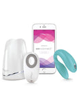 Vibrador para parejas de silicona We-Vibe Sync con control remoto, compatible con USB, resistente al agua, color aguamarina