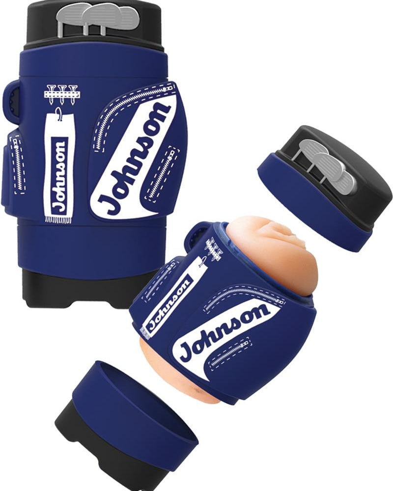 Masturbador doble de silicona para ano y vagina Perfect Stroke de Big Johnson, color azul
