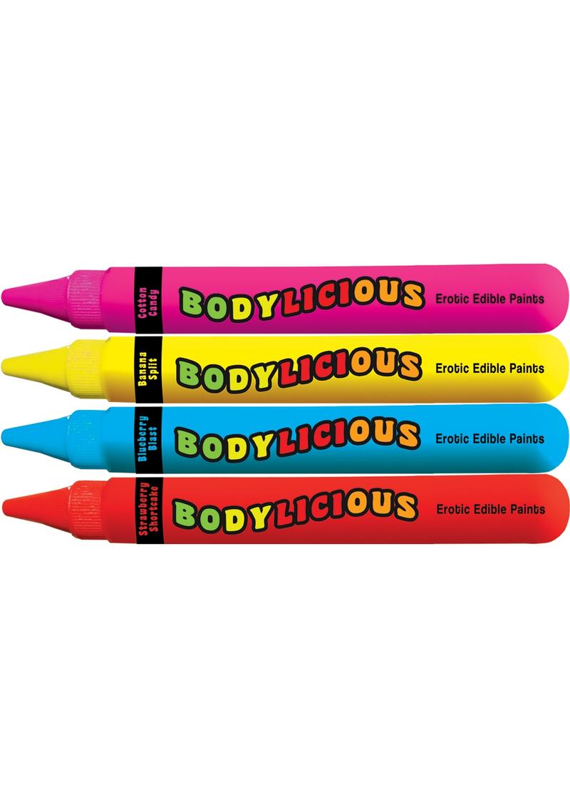 Pinturas corporales comestibles eróticas Bodylicious Body Pens, sabores y colores variados, 4 unidades por paquete