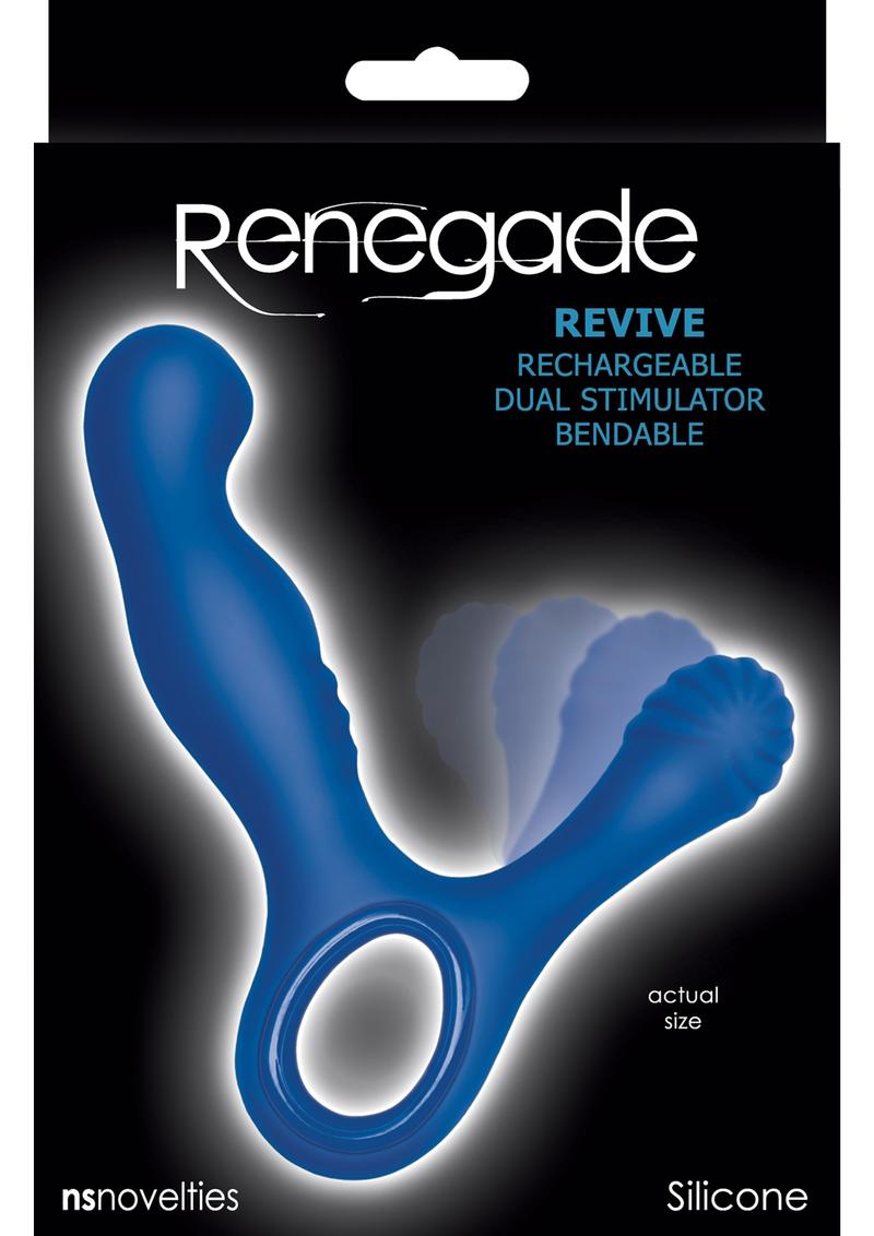 Renegade Revive Rechargeable Silicone Dual Stimulator Waterproof Blue