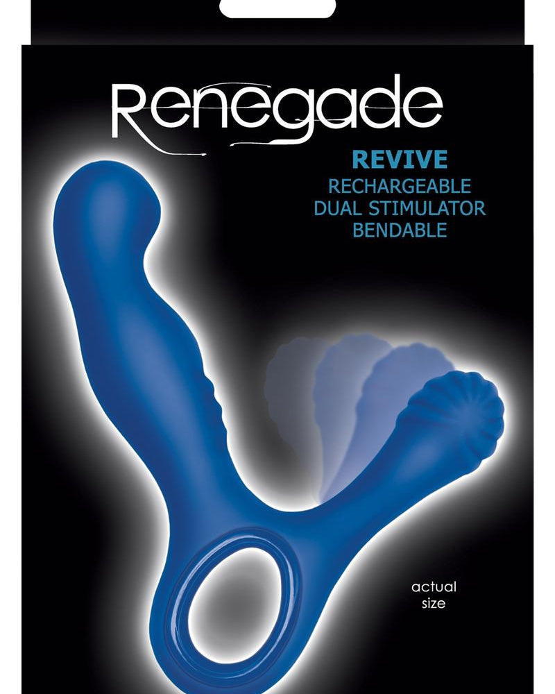 Renegade Revive Rechargeable Silicone Dual Stimulator Waterproof Blue