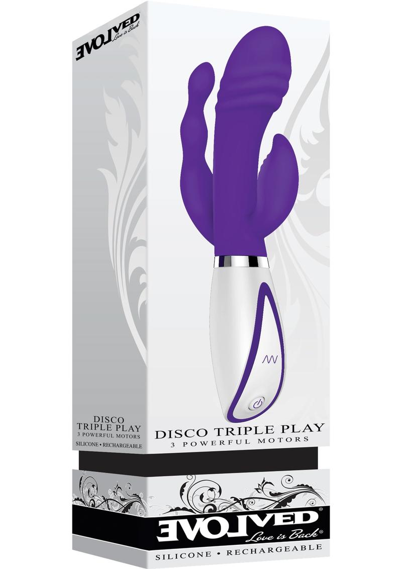 Disco Triple Play 3 Motors Rechargeable Silicone Vibe Waterproof Purple