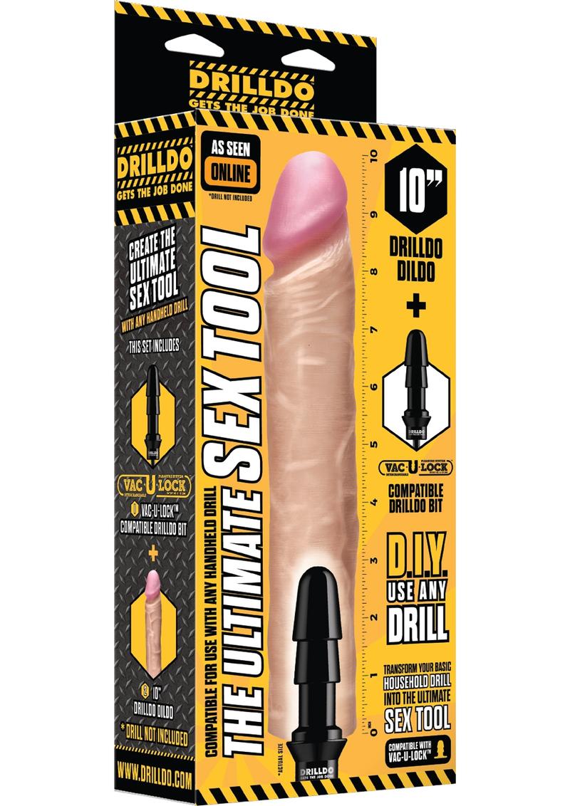 Drilldo Dildo Vac U Lock Compatible Drilldo Bit Dong Skin 10 Inch
