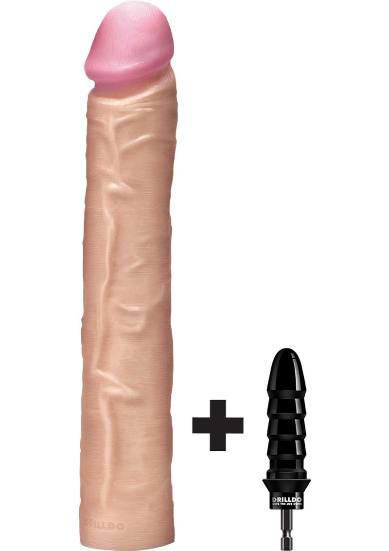 Consolador Drilldo Vac U Lock compatible con Drilldo Bit Dong Skin de 12 pulgadas