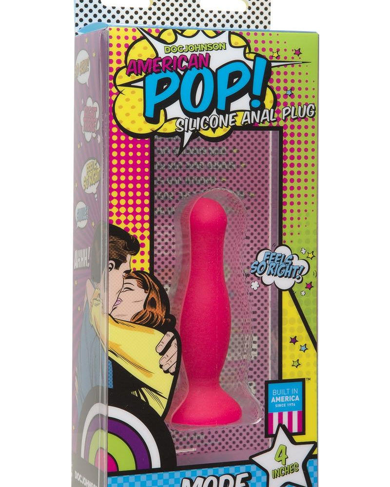 Tapón anal de silicona American Pop Mode de 4 pulgadas en color rosa