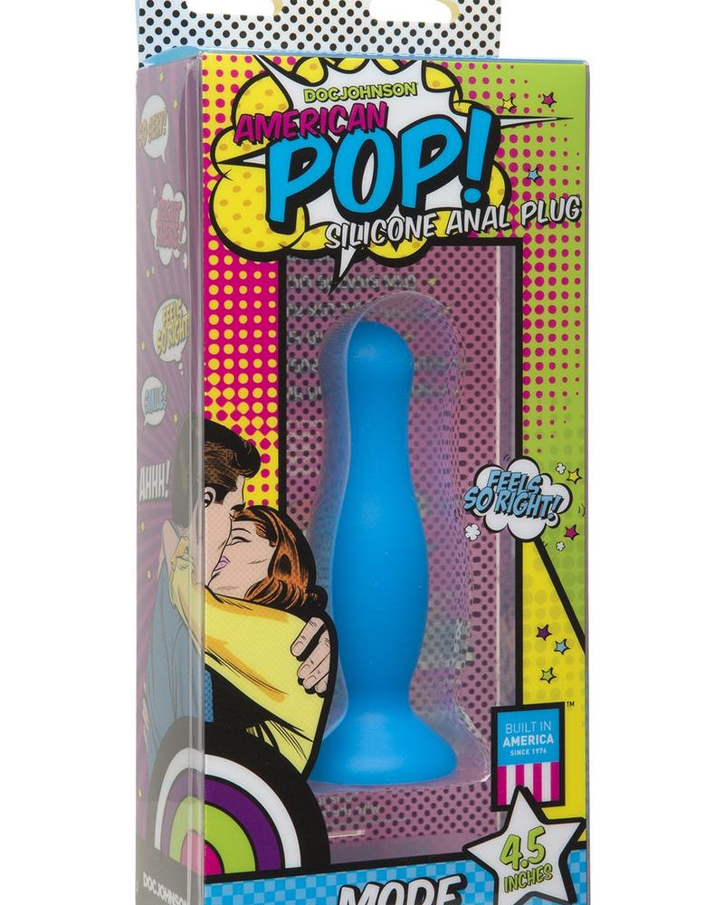 Plug anal de silicona American Pop Mode azul de 4,5 pulgadas