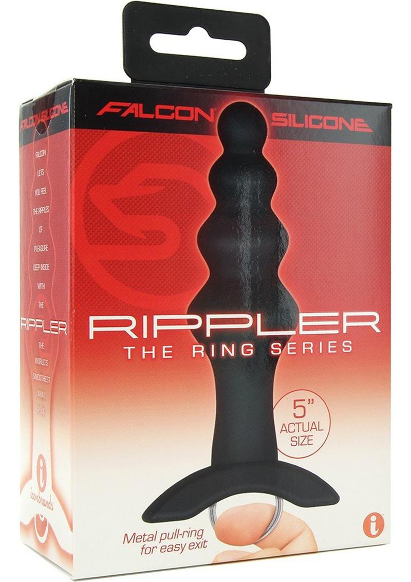 Falcon The Ring Series Rippler Silicone Anal Plug Black 5 Inch