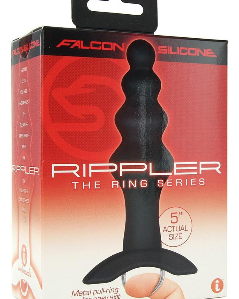 Falcon The Ring Series Rippler Silicone Anal Plug Black 5 Inch