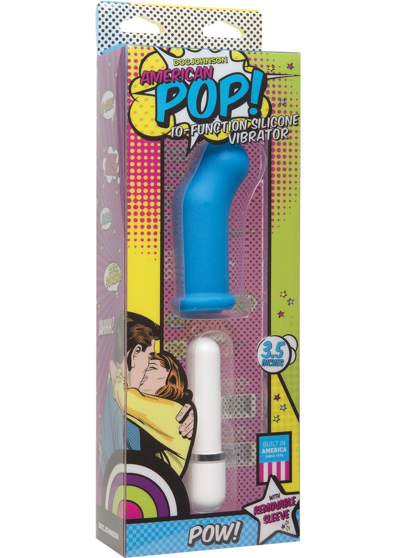 Vibrador de silicona American Pop Pow de 10 funciones con funda impermeable azul de 3,5 pulgadas