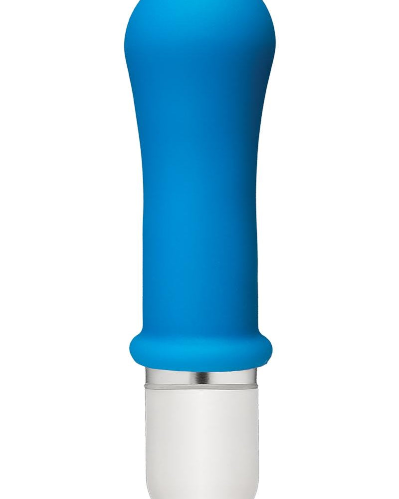 American Pop Boom 10 Function Silicone Vibrator With Sleeve Waterproof Blue 3.5 Inch