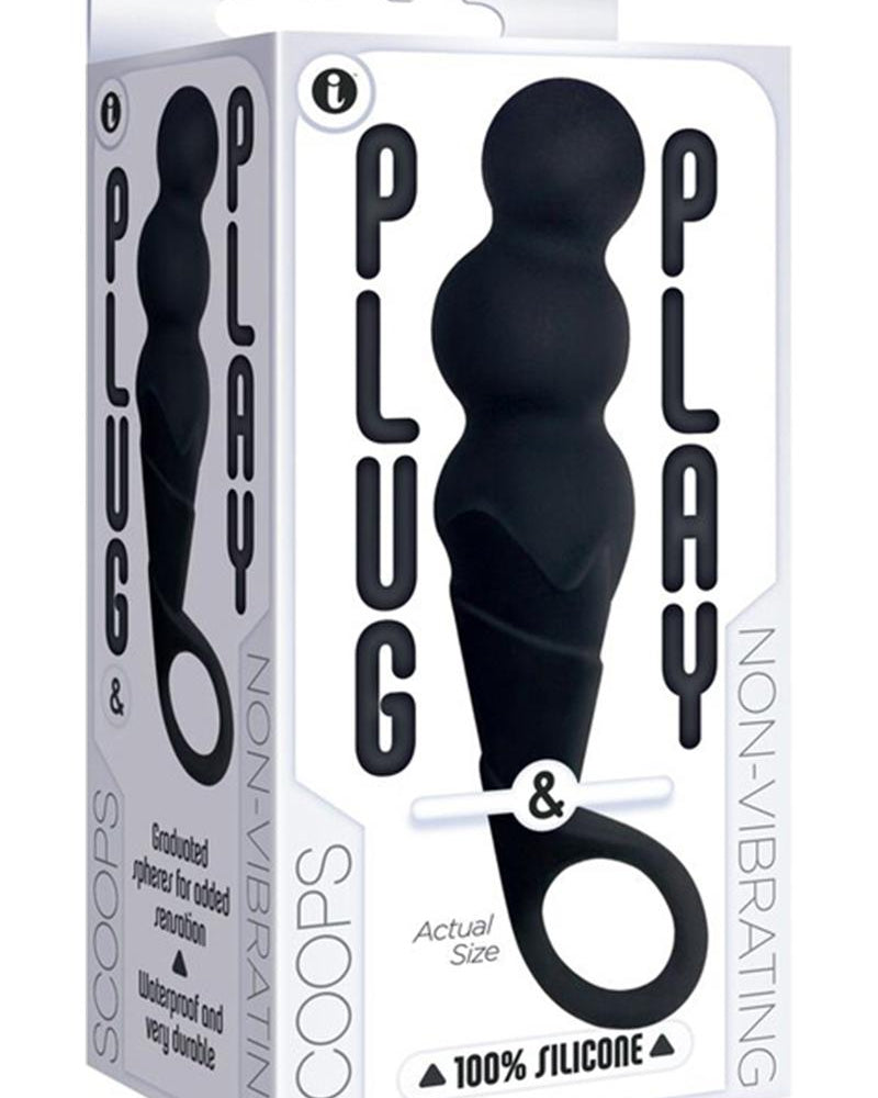 Plug and Play Scoops Silicone Butt Plug Waterproof Black