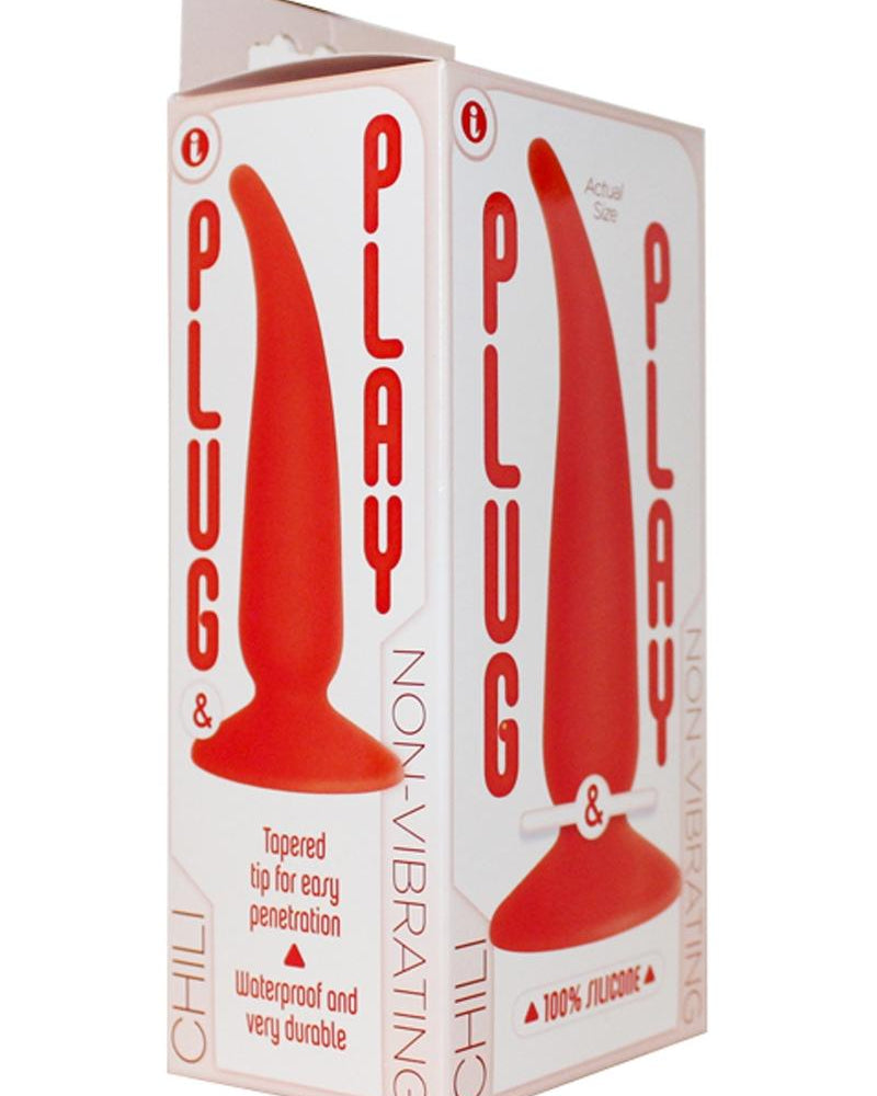 Plug and Play Chili Silicone Butt Plug Waterproof Red