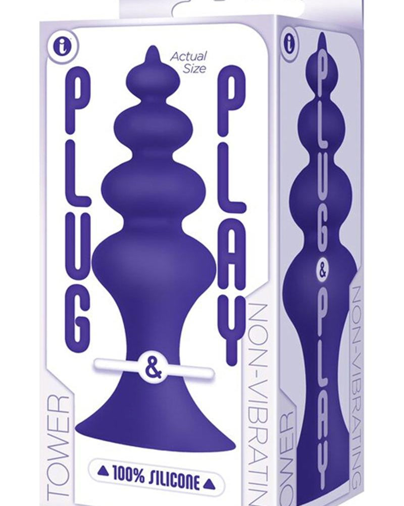 Plug and Play Tower Silicone Butt Plug Waterproof Plum