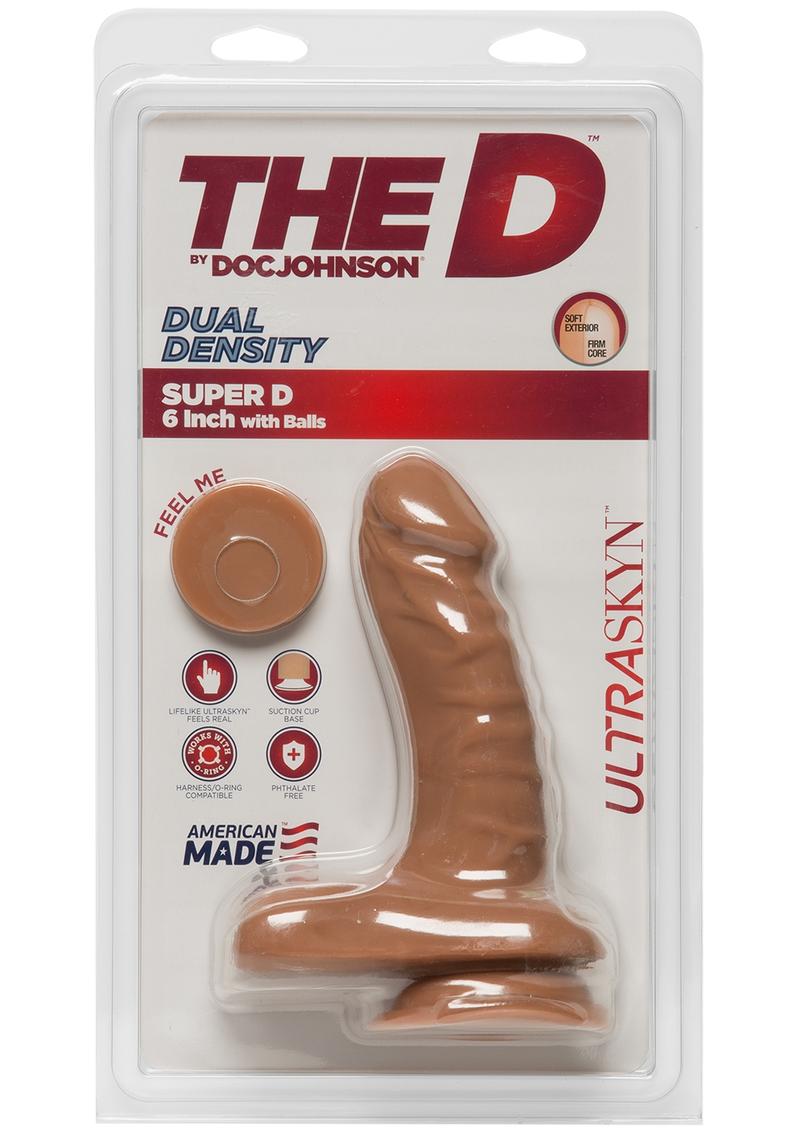 The D Super D Dual Density Ultraskin Realistic Dong With Balls Caramel 6 Inch