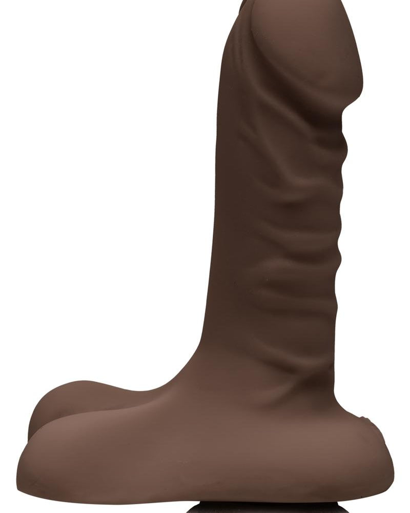 El pene realista D Super D de doble densidad Ultraskin con bolas de chocolate de 6 pulgadas