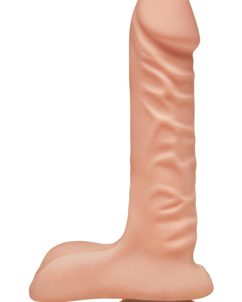 D Super D Dual Density Ultraskin Realistic Dong con bolas de 7 pulgadas color vainilla