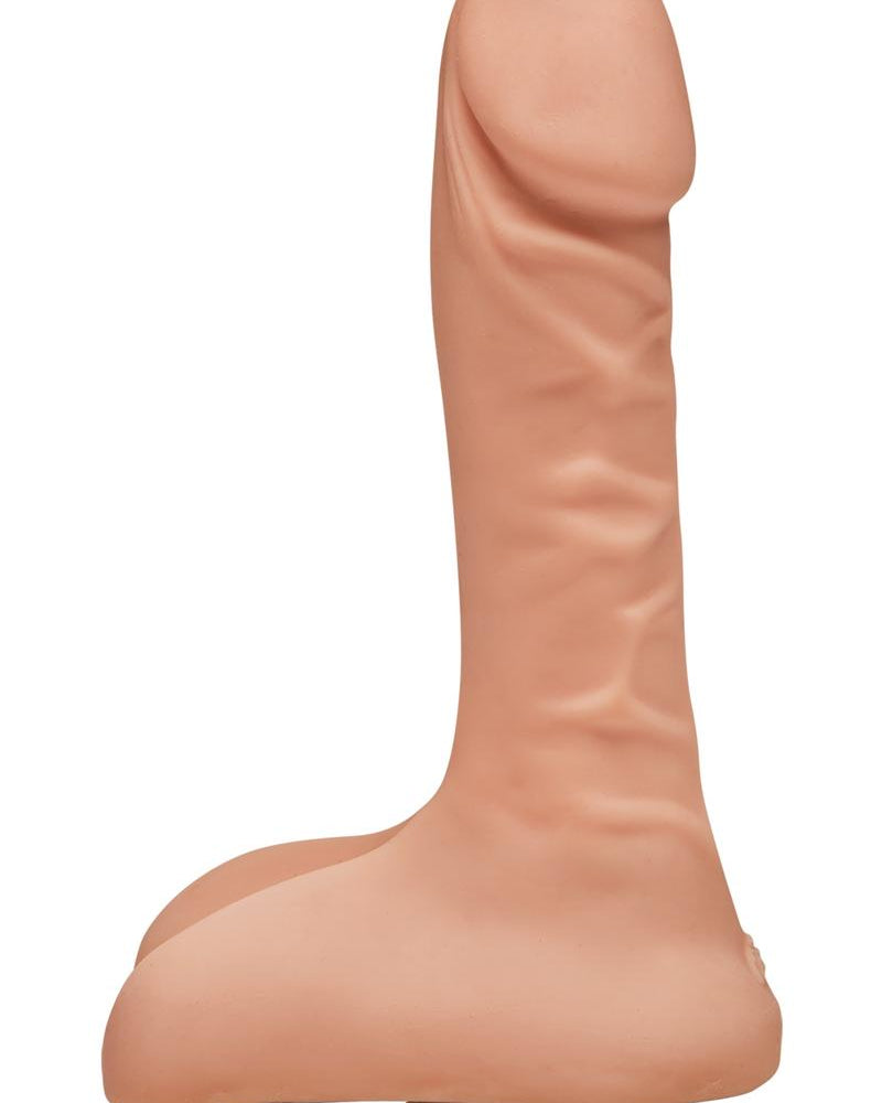 D Super D Dual Density Ultraskin Realistic Dong con bolas de 9 pulgadas de vainilla