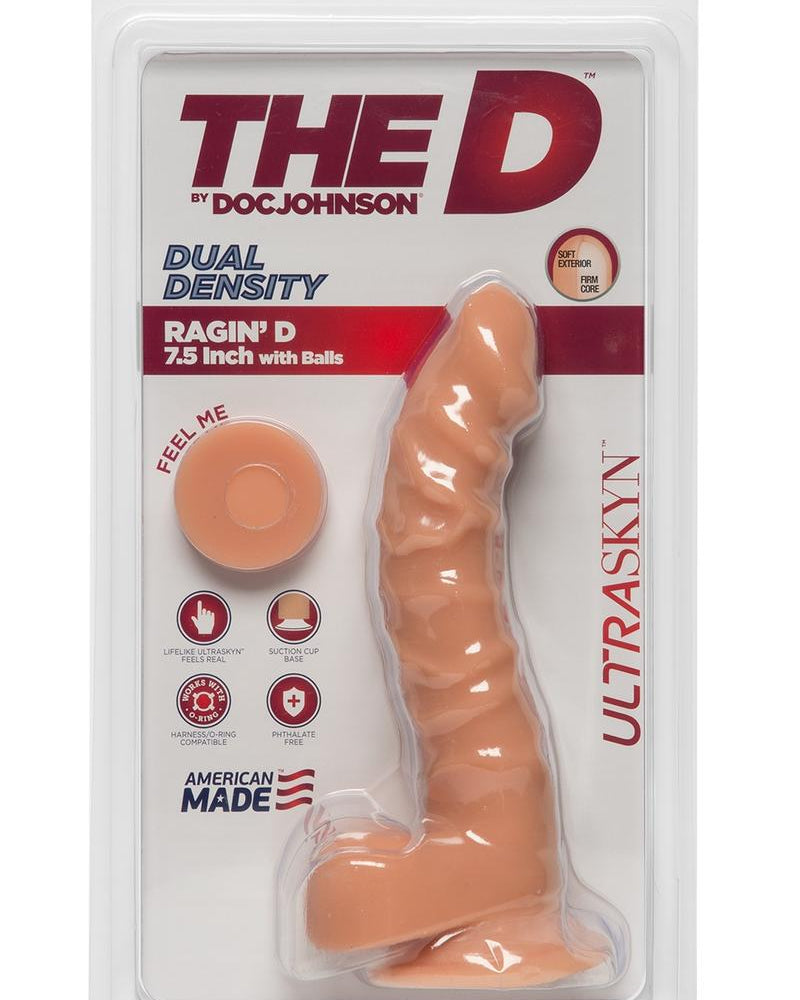 The D Raging D Dual Density Ultraskin Realistic Dong With Balls Vanilla 7 Inch