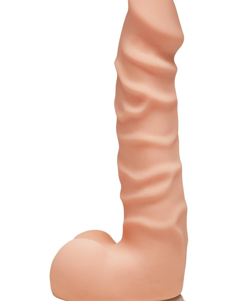The D Raging D Dual Density Ultraskin Realistic Dong With Balls Vanilla 7 Inch