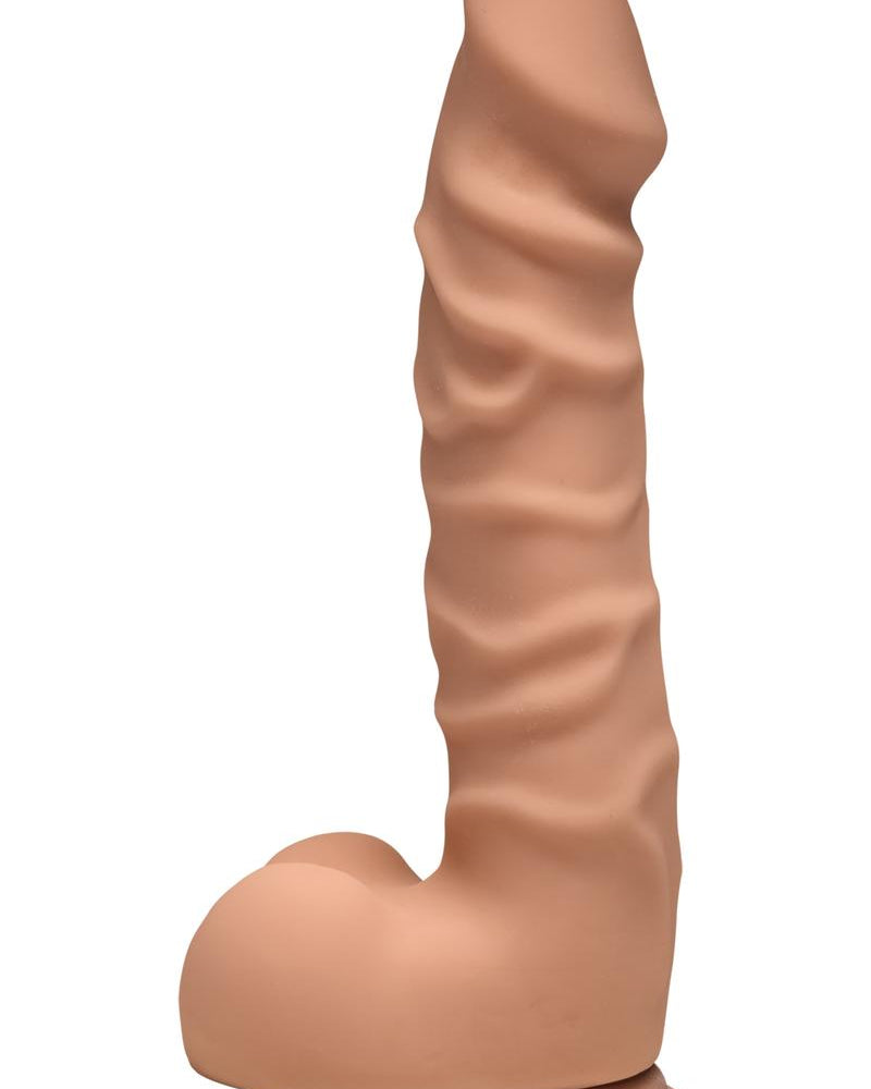 The D Raging D Dual Density Ultraskin Realistic Dong With Balls Caramel 7 Inch