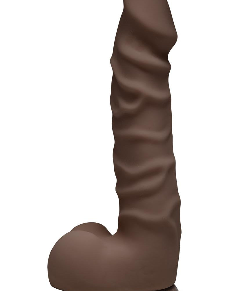 The D Raging D Dual Density Ultraskin Realistic Dong With Balls Chocolate 7 Inch