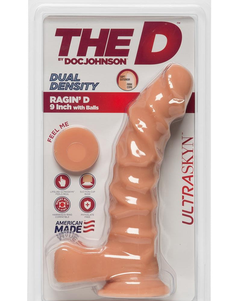 The D Raging D Dual Density Ultraskin Realistic Dong With Balls Vanilla 9 Inch