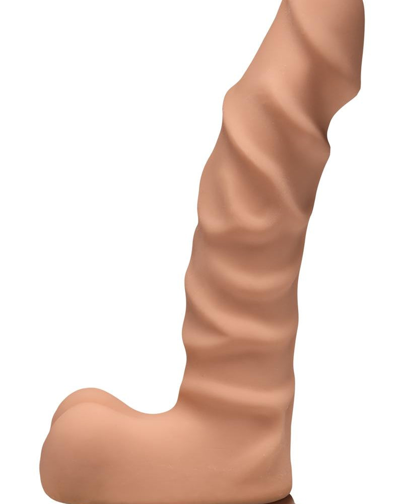 The D Raging D Dual Density Ultraskin Realistic Dong With Balls Caramel 9 Inch