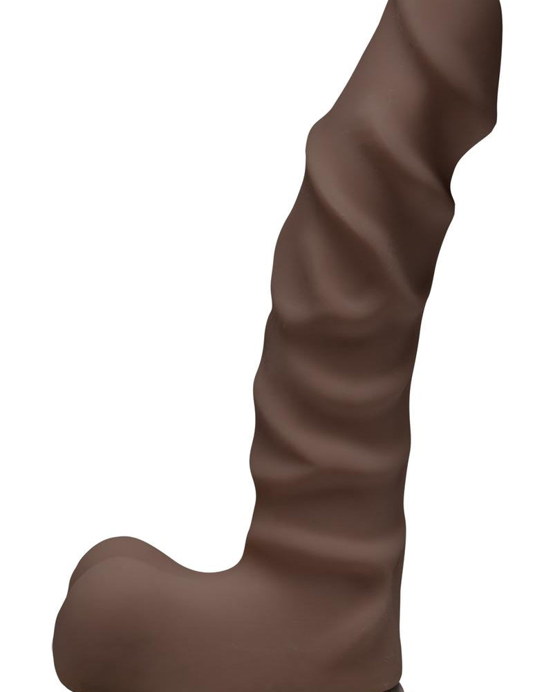 The D Raging D Dual Density Ultraskin Realistic Dong With Balls Chocolate 9 Inch