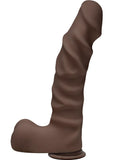 El D Raging D Dual Density Ultraskin Realistic Dong con bolas Chocolate 9 pulgadas