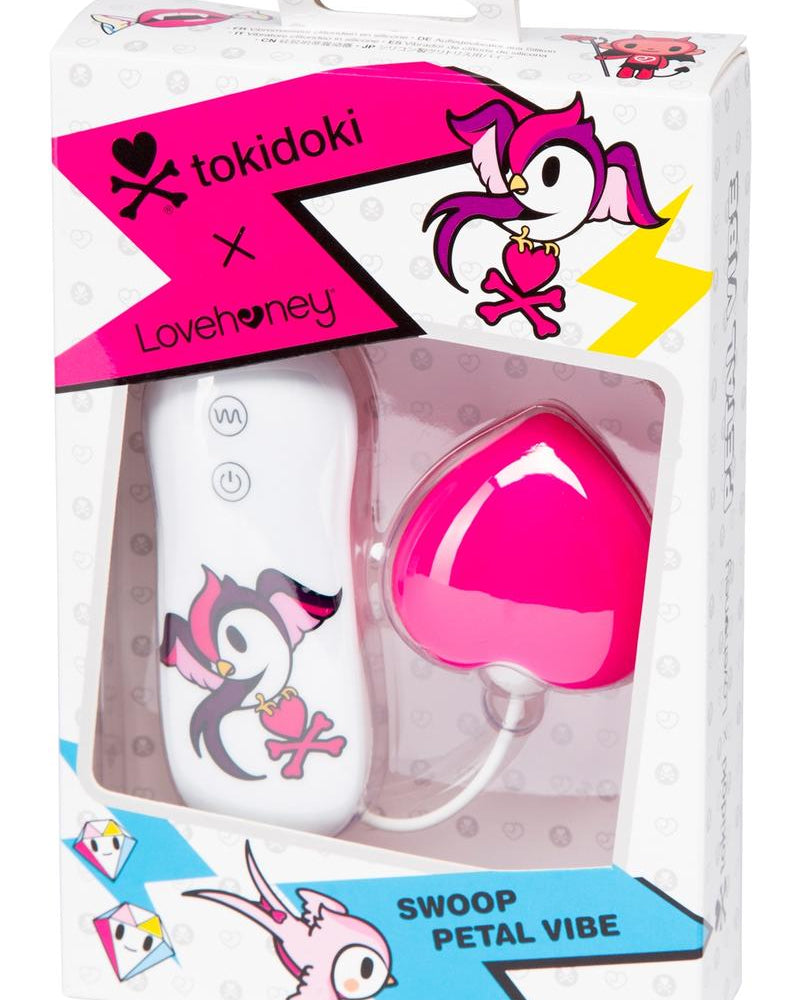 Vibrador para clítoris de silicona con control remoto y cable Tokidoki Swoop Petal, resistente al agua, color rosa