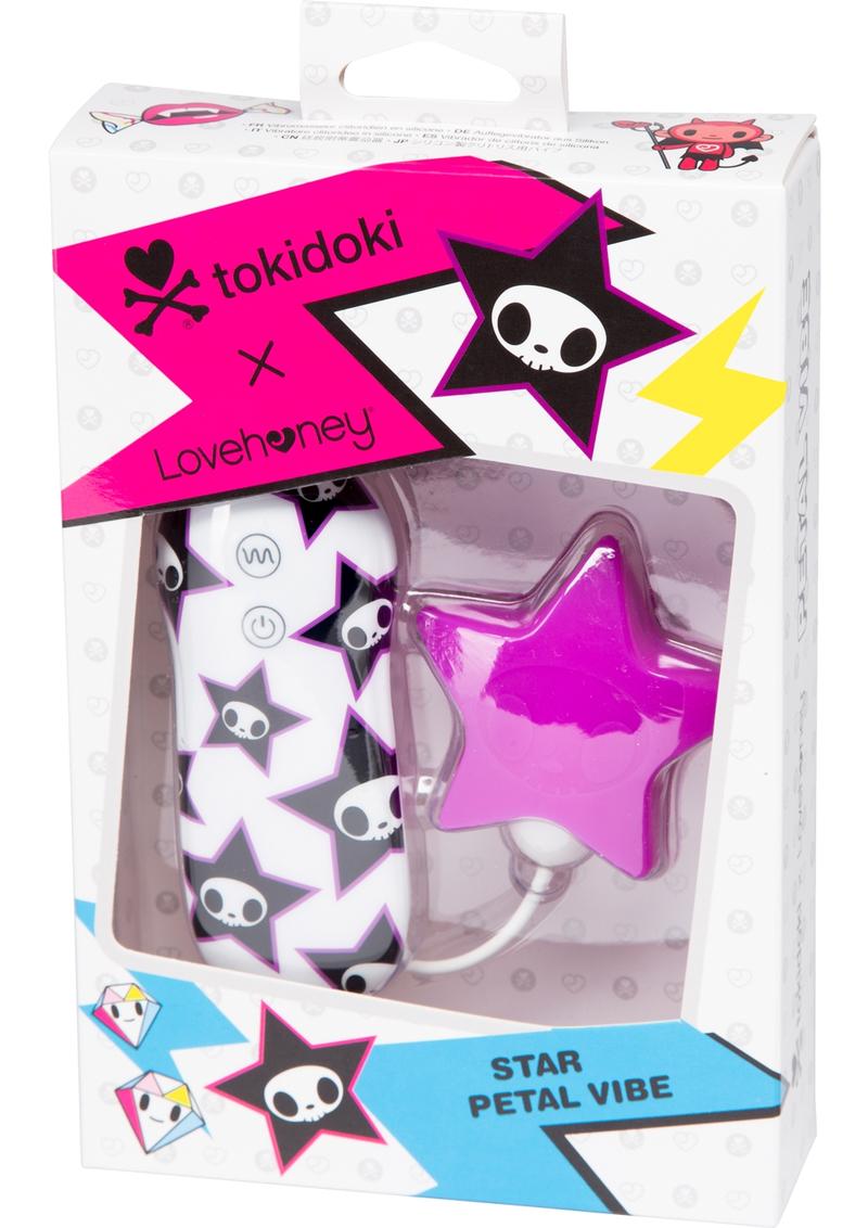 Vibrador para clítoris de silicona con control remoto y cable Star Petal de Tokidoki, resistente al agua, color morado