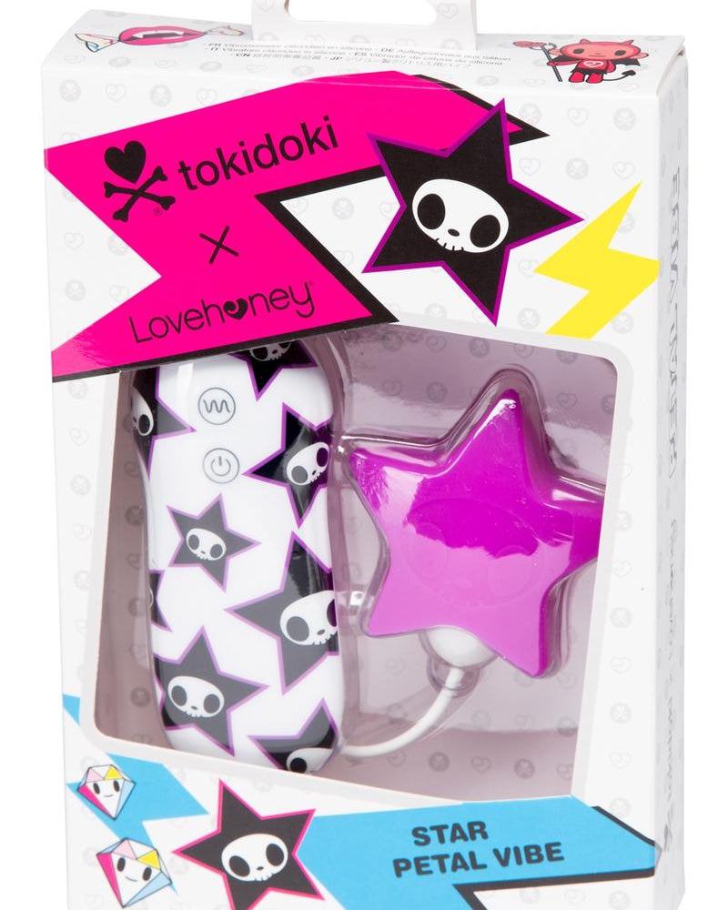 Vibrador para clítoris de silicona con control remoto y cable Star Petal de Tokidoki, resistente al agua, color morado