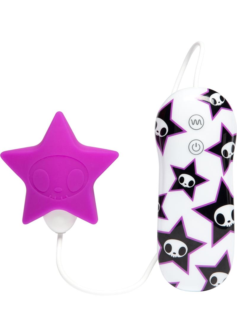 Vibrador para clítoris de silicona con control remoto y cable Star Petal de Tokidoki, resistente al agua, color morado